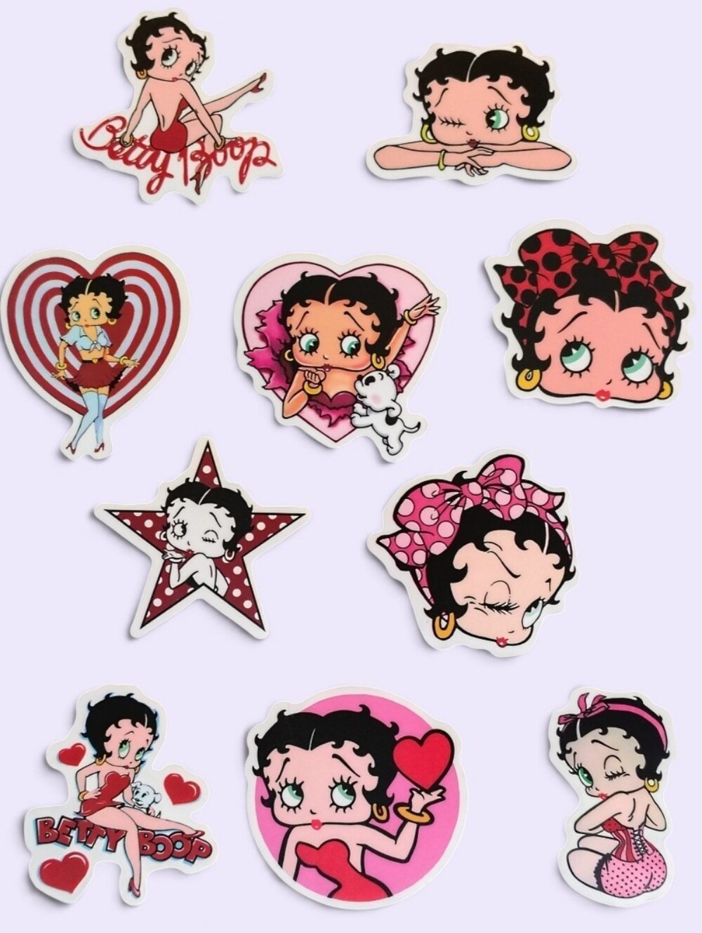 Betty Boop Pink Heart Sticker Set - 10 Stickers